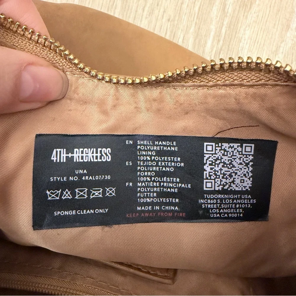 4th + Reckless Vegan Suede Crescent Bag Chic Tan Hobo Purse